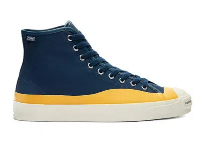 Pre-owned Converse Men's  Jack Purcell Pro Hi Pop Trading Company Sneakers In Navy Blue/citrus/egret