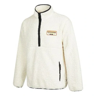 Converse Men's  Logo Half Zipper Lamb's Wool Stand Collar Jacket Creamy White