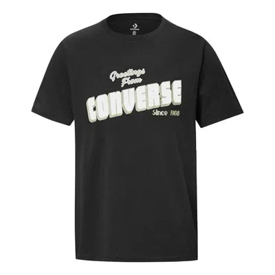 Converse Men's  Loose Alphabet Printing Short Sleeve Casual Black