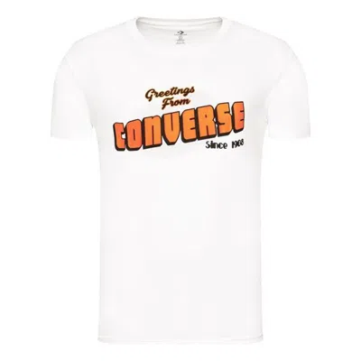 Converse Men's  Loose Alphabet Printing Short Sleeve Casual White
