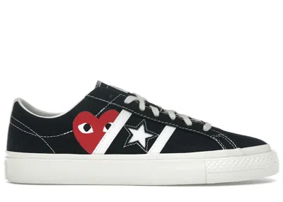 Pre-owned Converse Men's  One Star Academy Pro Ox Comme Des Garcons Play Sneakers In Black/egret/red