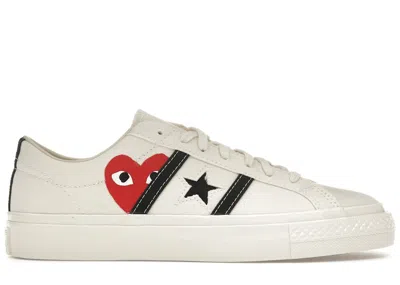 Pre-owned Converse Men's  One Star Academy Pro Ox Comme Des Garcons Play Sneakers In Milk/black/red