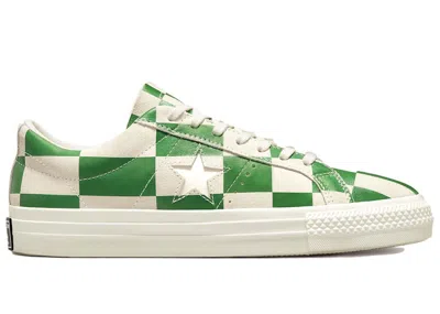 Pre-owned Converse Men's  One Star Ox Blocked Warped Board Green Sneakers In White/medium Green