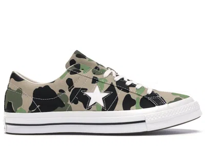 Pre-owned Converse Men's  One Star Ox Duck Camo Sneakers In Candied Ginger/piquant Green