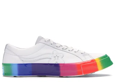 Pre-owned Converse Men's  One Star Ox Golf Le Fleur Rainbow Sole Sneakers In White