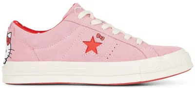 Pre-owned Converse Men's  One Star Ox Hello Kitty Pink Sneakers In Prism Pink/fiery Red/egret In Multi