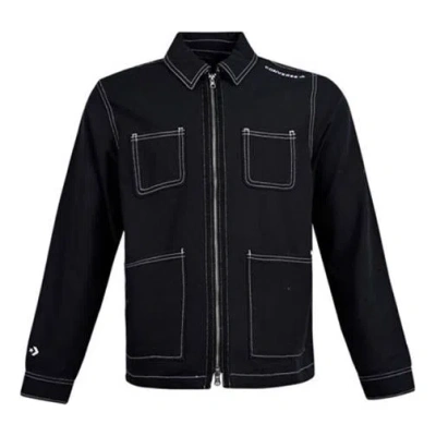 Converse Men's  Pocket Woven Long Sleeves Jacket Black