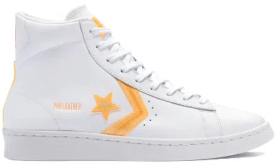 Pre-owned Converse Men's  Pro Leather Hi Hivis Sneakers In White/flash Orange In Multi