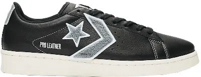 Pre-owned Converse Men's  Pro Leather Ox Sneakers In Black/silver/egret