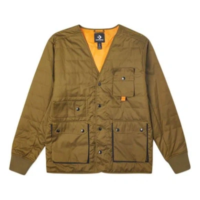Converse Men's  Retro Multiple Pockets Casual Stay Warm Green Jacket In Brown