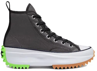 Pre-owned Converse Men's  Run Star Hike Hi Concrete Heat Sneakers In Black/white/ghost Green