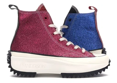 Pre-owned Converse Men's  Run Star Hike Hi Jw Anderson Glitter Sneakers In Pink/blue/green In Multi