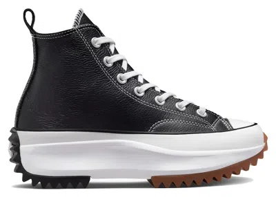 Pre-owned Converse Men's  Run Star Hike Hi Leather Sneakers In Black/white/gum In Multi