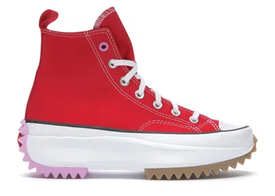 Pre-owned Converse Men's  Run Star Hike Hi Sneakers In University Red/peony Pink/white In Multi