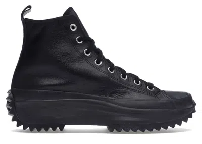 Pre-owned Converse Men's  Run Star Hike Hi Triple Leather Sneakers In Black
