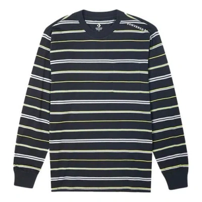 Converse Men's  Skateboard Athleisure Casual Sports Stripe Long Sleeves Black T-shirt