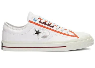 Pre-owned Converse Men's  Star Player Ox Logo Mash Up Sneakers In White/jet Stream