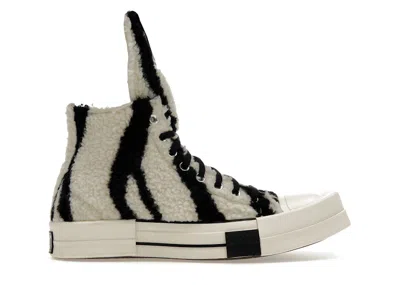 Pre-owned Converse Men's  Turbodrk Chuck Taylor All Star 70 Hi Rick Owens Drkshdw Sherpa Zebra Print White Snea