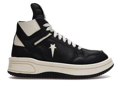 Pre-owned Converse Men's  Turbowpn Mid Rick Owens Drkshdw Sneakers In Black/cloud Cream/egret