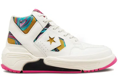 Pre-owned Converse Men's  Weapon Cx Mid Throwback Craft Marbled Sneakers In Vintage White/prime Pink/black