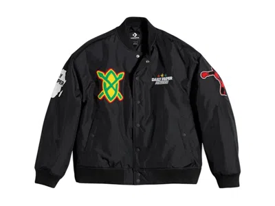 Pre-owned Converse Men's  X Daily Paper Stadium Jacket In Black