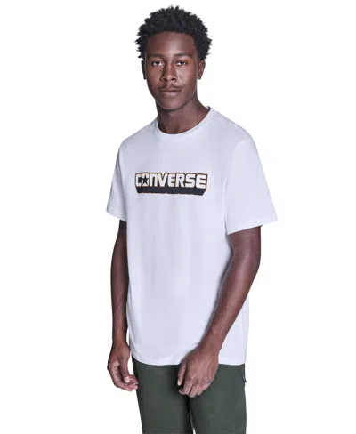 Converse Men's Dimension Logo Short-sleeve T-shirt In White