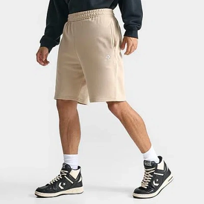 Converse Men's Go-to Embroidered Star Chevron Fleece Shorts In Nutty Granola
