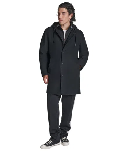 Converse Men's Hooded Varsity Long-sleeve Jacket In Black