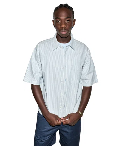 Converse Men's Regular-fit Short-sleeve Collared Shirt In Blue
