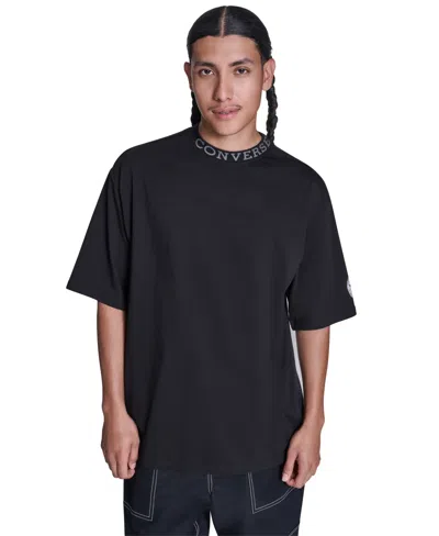 Converse Men's Short-sleeve Mock Neck T-shirt In Black