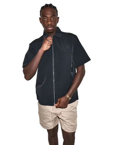 Converse Men's Utility Zip Short-sleeve Shirt In Black