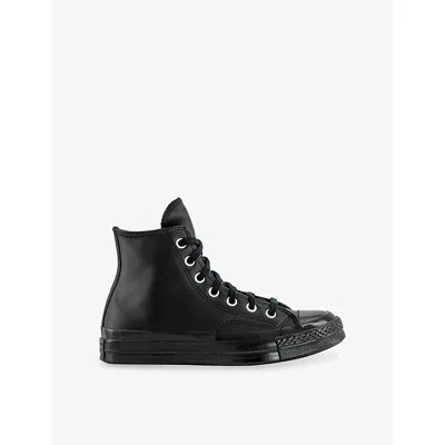 CONVERSE MENS BLACK BLACK WHITE CHUCK 70 LEATHER TRAINERS