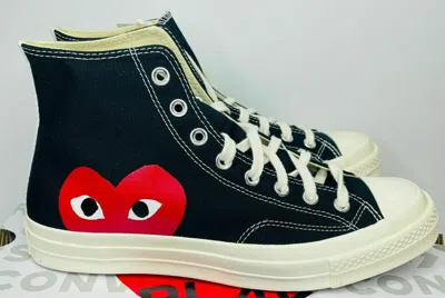 Pre-owned Converse Mens  X Comme Des Garcons Play Chuck 70 Hi Black Skate Shoes 150205c Nwb In White
