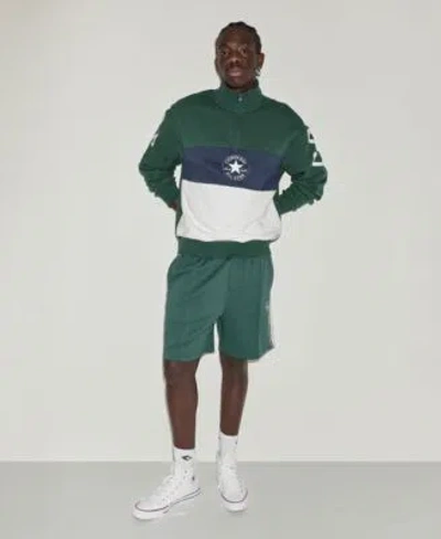 Converse Mens Regular Fit Collared Neck Sweatshirt Chuck Track Regular Fit Shorts In Black