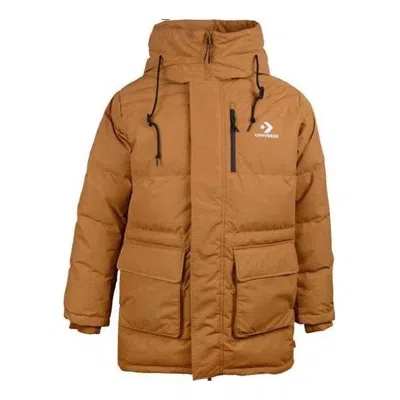 Converse Mid-length Down Fill Puffer Jacket 'wheat' In Brown