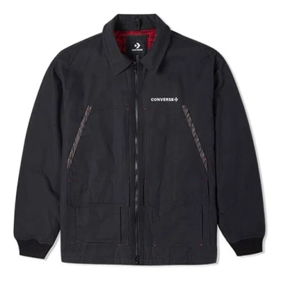 Converse New Year Series Logo Printing Lapel Sports Jacket Dark Black