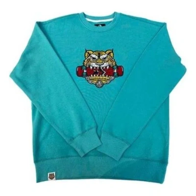 Converse New Year Series Tiger Pattern Round Neck Sweatshirt 'lake Green' In Blue