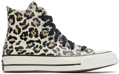Converse Off-white Chuck 70 Glow-in-the-dark Leopard Sneakers In Egret/light Fawn/bla