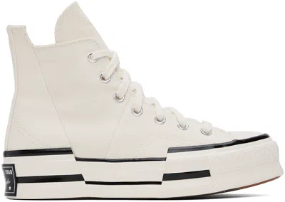 Converse Off-white Chuck 70 Plus High Top Sneakers In Egret/black/egret