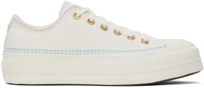 Converse Off-white Chuck Taylor All Star Lift Trainers In Egret/true Sky/gold