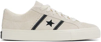 Converse Taupe One Star Academy Pro Suede Low Top Sneakers In Egret/black/egret