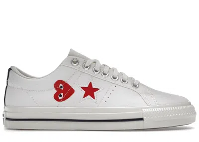 Pre-owned Converse One Star Ox Comme Des Garcons Play Sneakers In Cloud Dancer/red/white