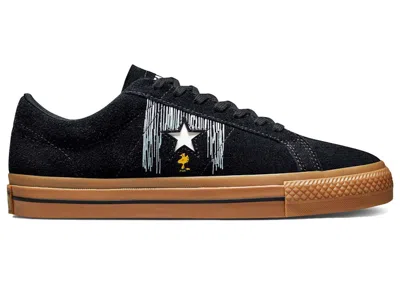 Pre-owned Converse One Star Ox Peanuts Snoopy And Woodstock Sneakers In Black/egret/gum Honey