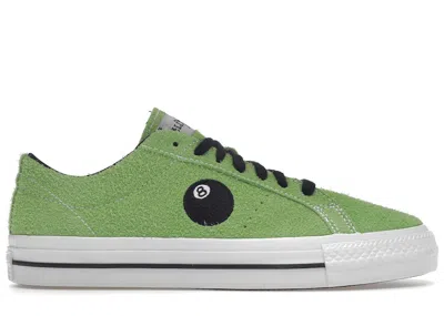 Pre-owned Converse One Star Pro Ox Stussy 8ball Sneakers In Green Flash/white/black