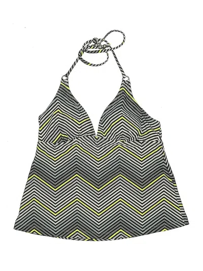 Pre-owned Converse One Star Swimsuit Top Green Chevron/herringbone Pattern Swimwear