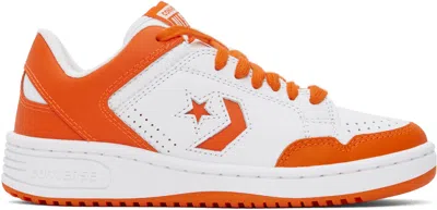 CONVERSE ORANGE & WHITE WEAPON LOW TOP SNEAKERS