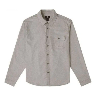 Converse Oxford Ls Button Down Shirt 'light Grey' In Gray