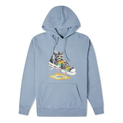 Converse Paint Drip Graphic Pullover Hoodie 'vintage Blue' In Gray