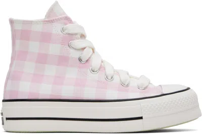 CONVERSE PINK & WHITE CHUCK TAYLOR ALL STAR GINGHAM SNEAKERS