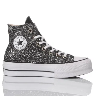 Converse Platform Glitter Sneakers For Trendsetting Women In Gray